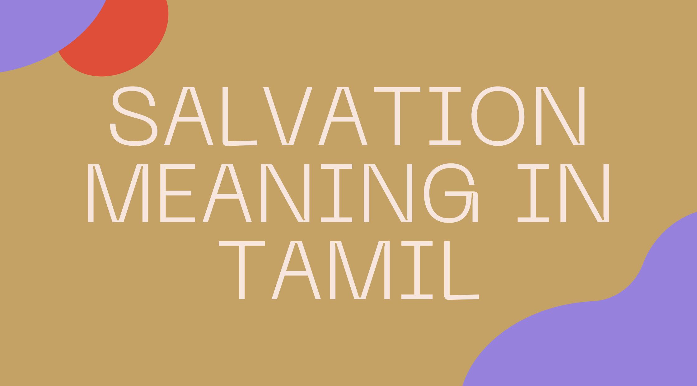 Salvation Meaning in Tamil